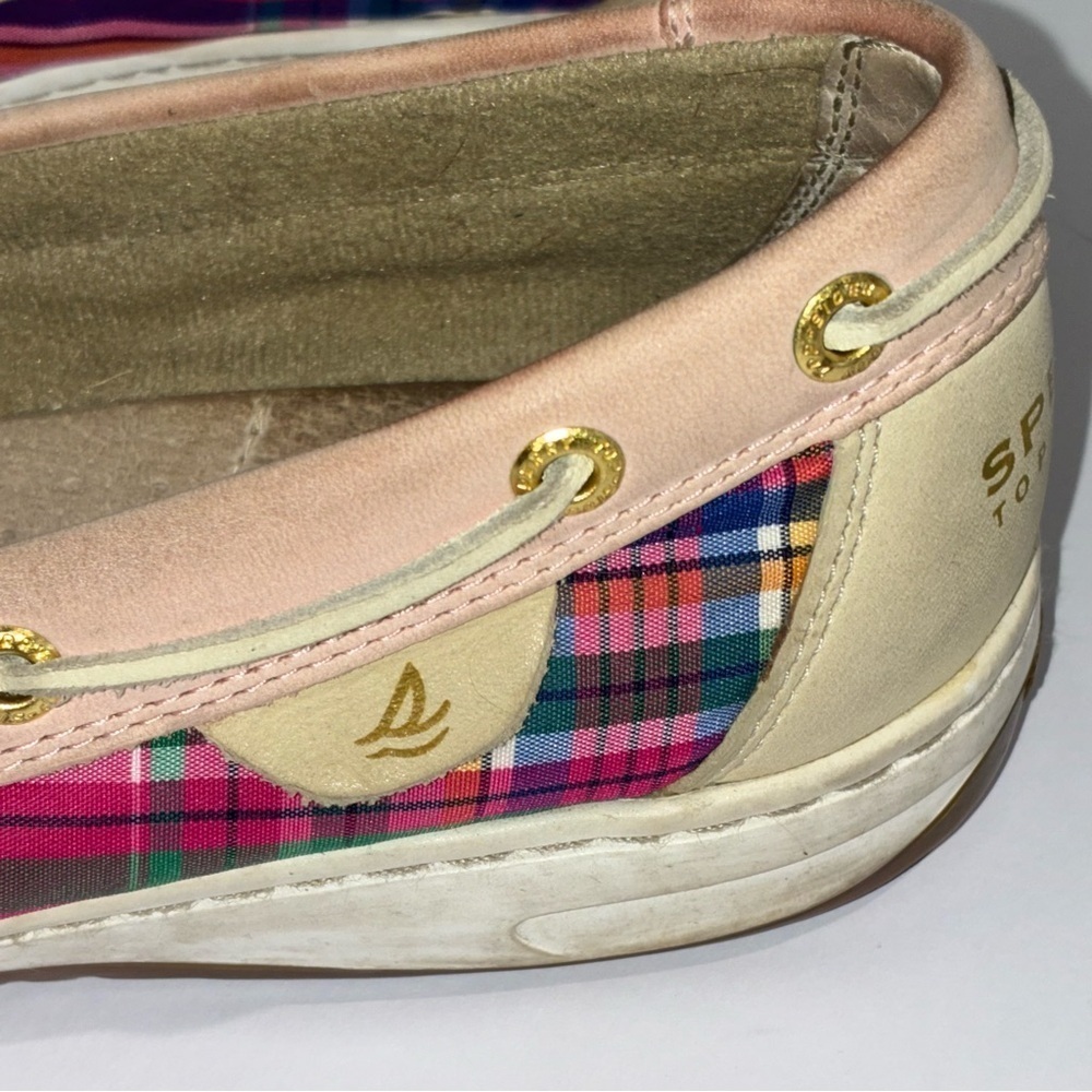 Sperry Topsider Angelfish Loafers Pink Plaid Women’s Size 10